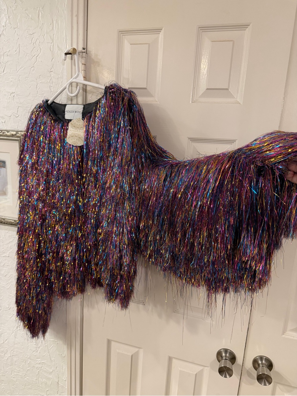 Azalea Wang I’m So Fancy Multicolor Metallic Fringe Tinsel Jacket- Altar’d State - Picture 4 of 7